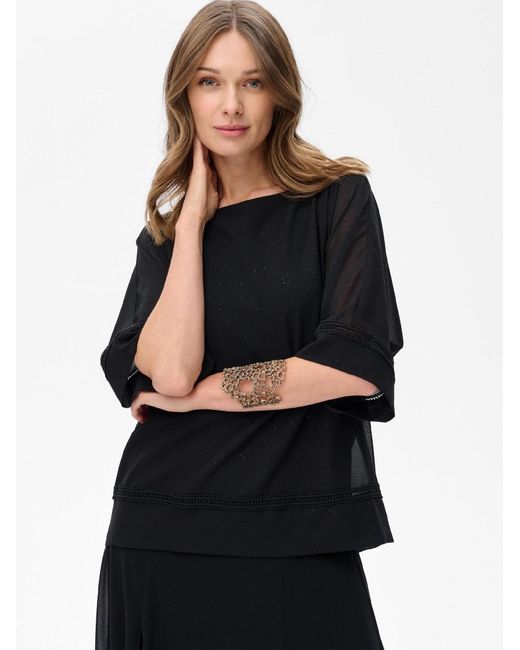 Blue Shadow Black Bluse