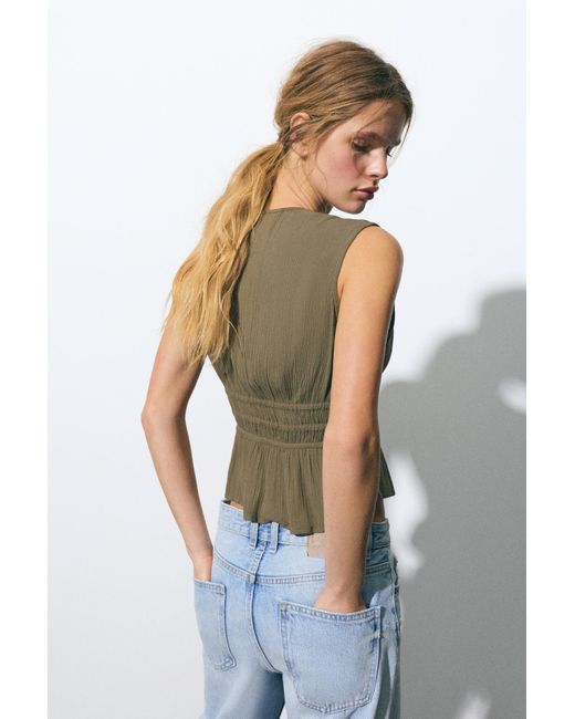 Pull&Bear Green Blusentop