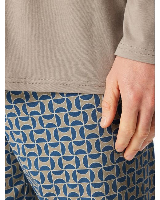 Schiesser Pyjama Lang Comfort Nightwear in Blue für Herren