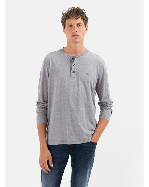 Camel Active Langarm Henleyshirt Aus Nachhaltigen Baumwollmix in Gray für Herren