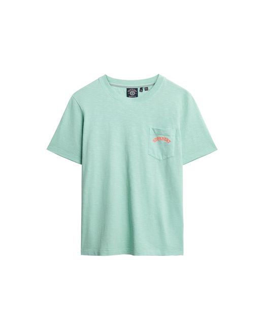 Superdry Green Essential Logo T-Shirt mit stückgefärbter Tasche Grüne Minze Hellgrün 36