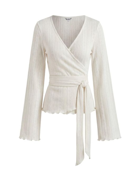 Object White Strickjacke