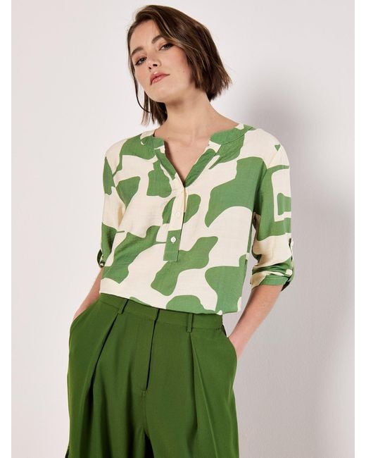 Apricot Green Abstract Shapes Blouse