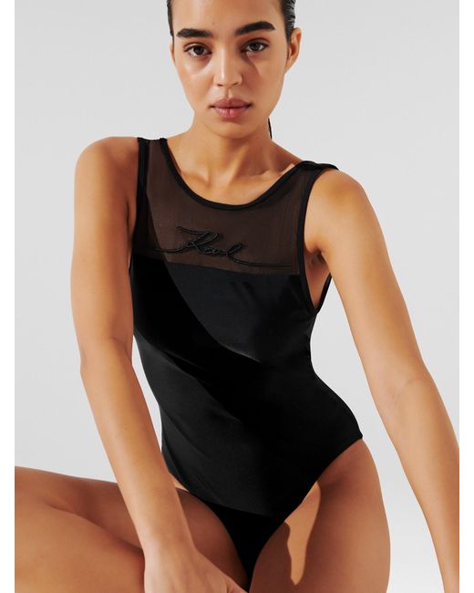 Karl Lagerfeld Black Badeanzug