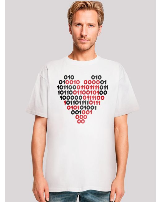 F4NT4STIC T-Shirt I Love You 01001001 Binary Code Herz Valentinstag in White für Herren