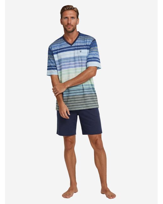 Hajo Pyjama Kurz Klima Komfort in Blue für Herren