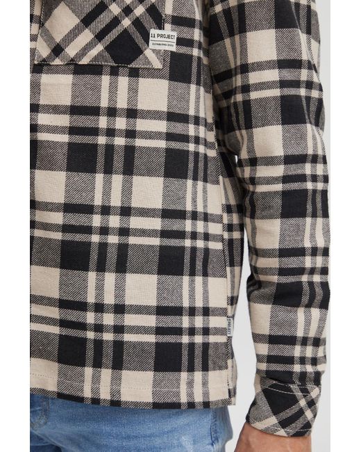 11 Project Langarmhemd 'mattes' overshirt in Gray für Herren