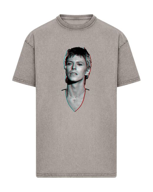 F4NT4STIC T-Shirt Tv Times Pop Star David Bowie Portrait 1977 in Gray für Herren