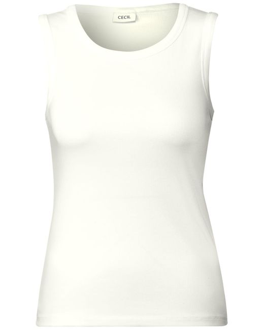 Cecil White Basic Top Mit Rippstruktur