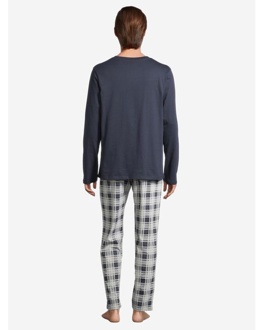 Schiesser Pyjama Lang Night & Home in Blue für Herren