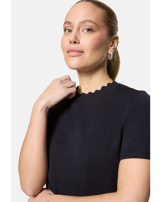 Zero Black Strickpullover Mit Wellenstruktur