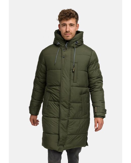 INDICODE Wintermantel Studs in Green für Herren