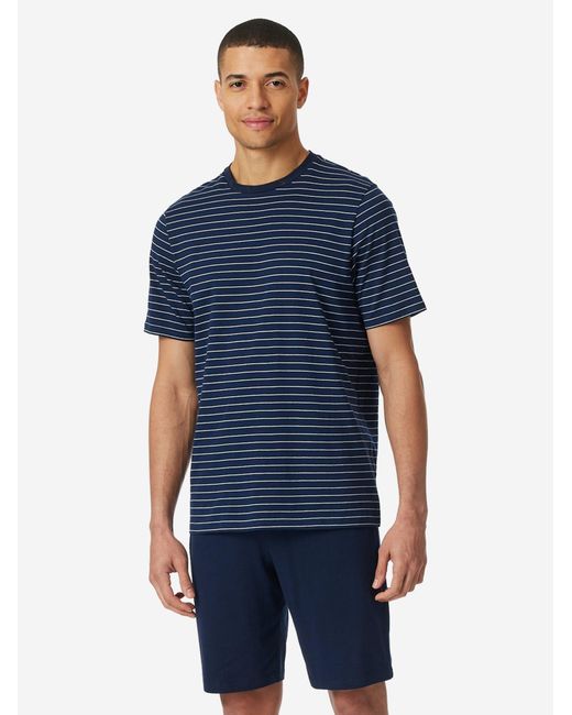 Schiesser Pyjama Kurz Casual Essentials in Blue für Herren