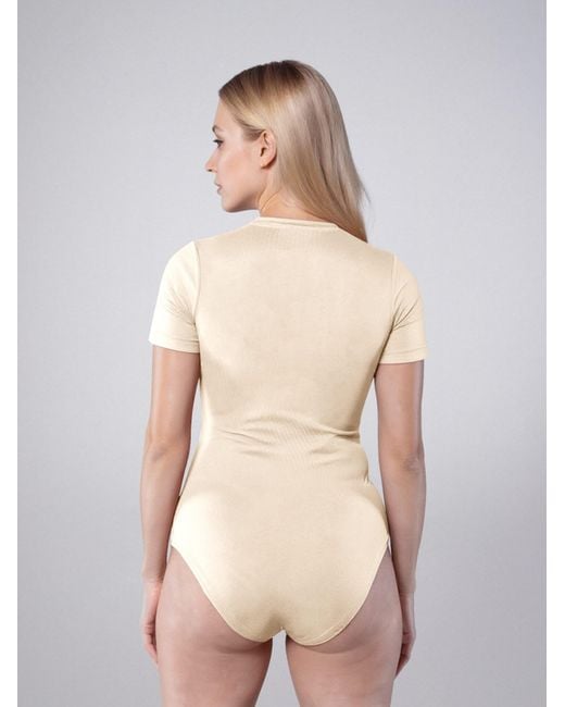 LEAFLETIC Natural Body Short Sleeve Crew Neck Bodysuit