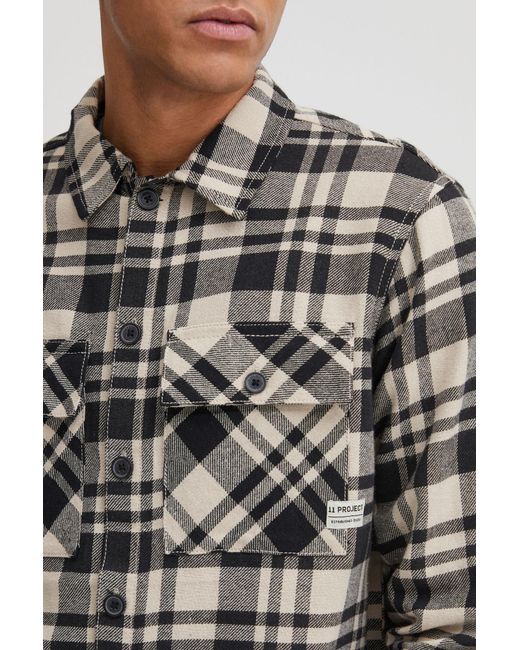 11 Project Langarmhemd 'mattes' overshirt in Gray für Herren