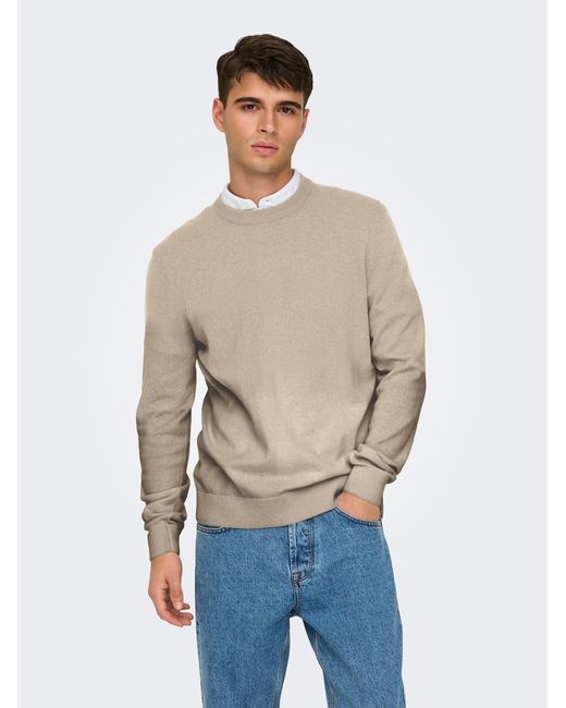 Only & Sons Pullover Onsrex in Natural für Herren