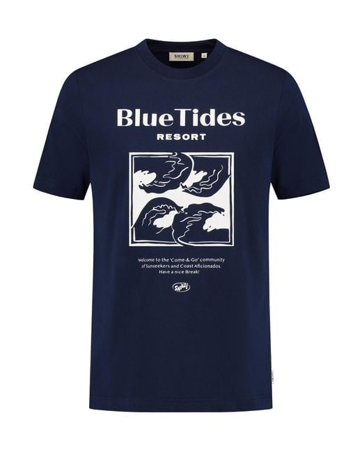 Shiwi T-Shirt Liam Tides in Blue für Herren