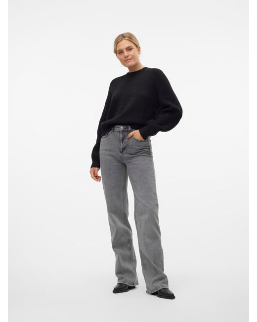Vero Moda Black Rundhalspullover VMENYA LS O-NECK PULLOVER BOO