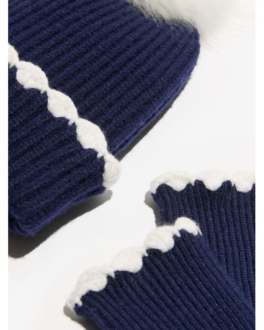 Love & Roses Blue Set: Mütze Und Handschuhe