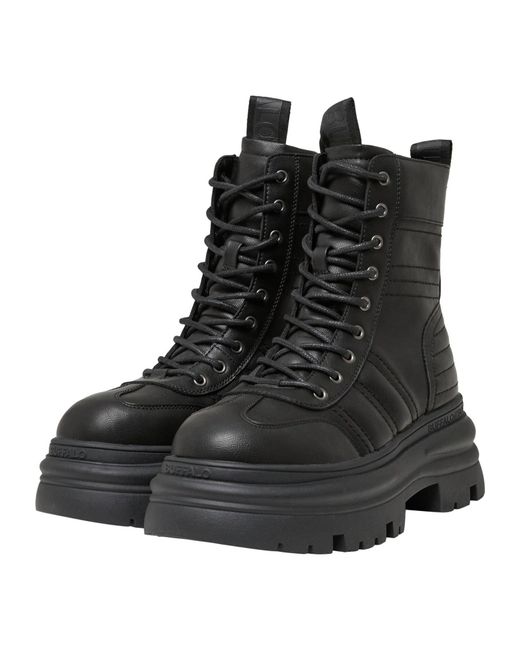 Buffalo Black Schnürstiefel