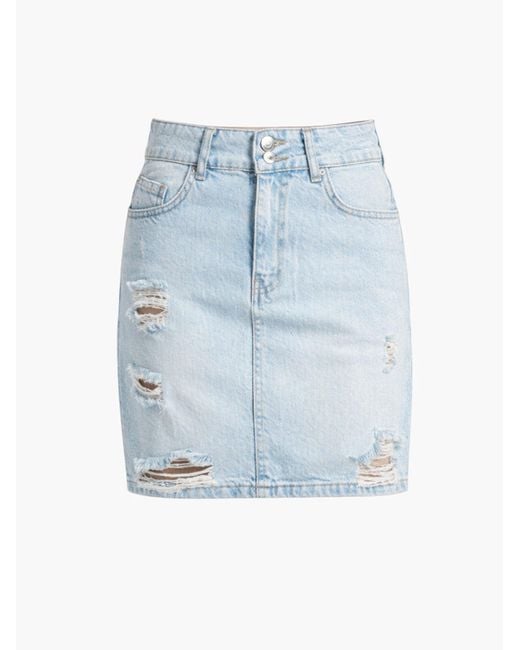 its basic Blue Its Basic Rock Ripped Mini Denim Skirt