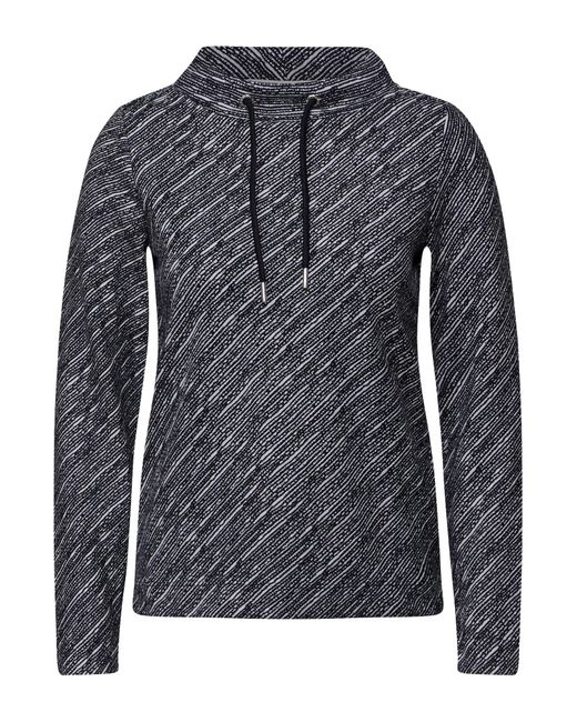 Cecil Black Shirt Mit Diagonalstruktur