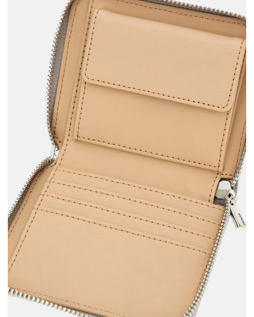 Guess Gray Aldina SLG Small Zip Around Wallet Silver