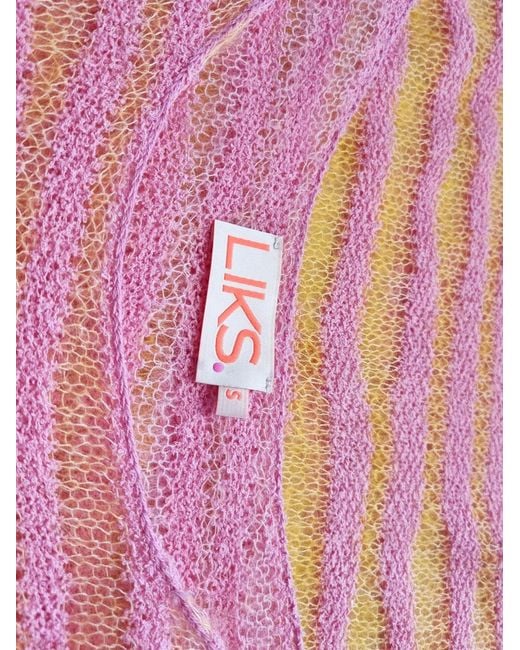 LIKS. Munich Pink Pullover Oversize Strickpullover Mohair Baumwollmix Gestreift