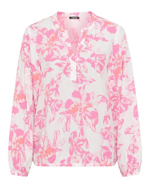 Olsen Pink Bluse Mit Tunikaausschnitt