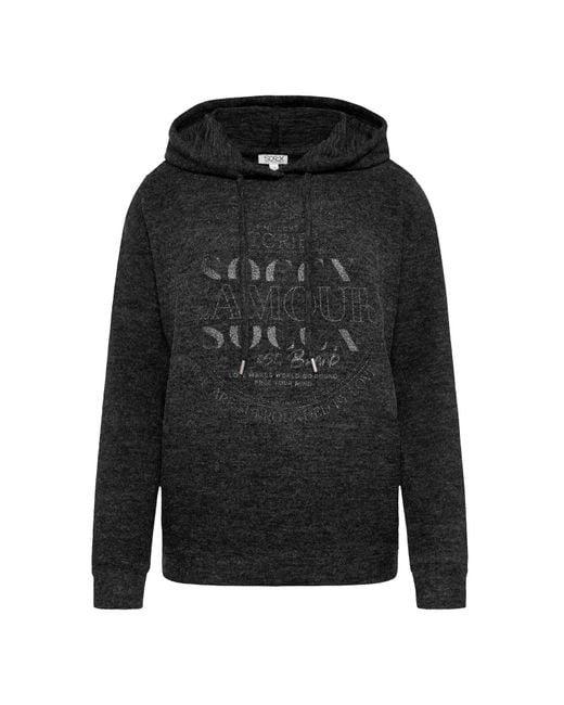 SOCCX Black Hoodie Aus Flauschstrick Mit Glitzer-Print