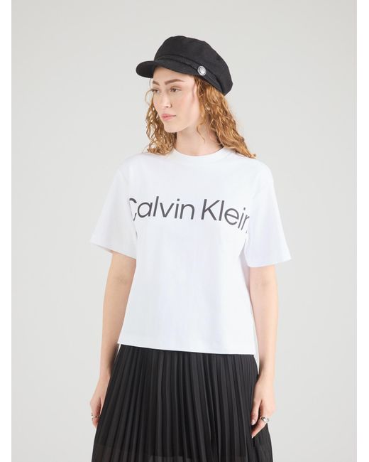 Calvin Klein White Shirt Boxy Cropped Logo