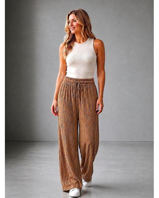 Worldclassca Brown Bügelfaltenhose