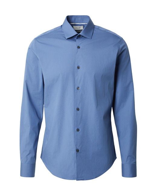 Calvin Klein Hemd Slim Fit Solid Stretch in Blue für Herren