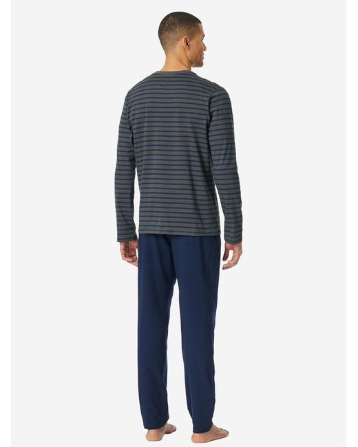 Schiesser Pyjama Lang Casual Essentials in Blue für Herren