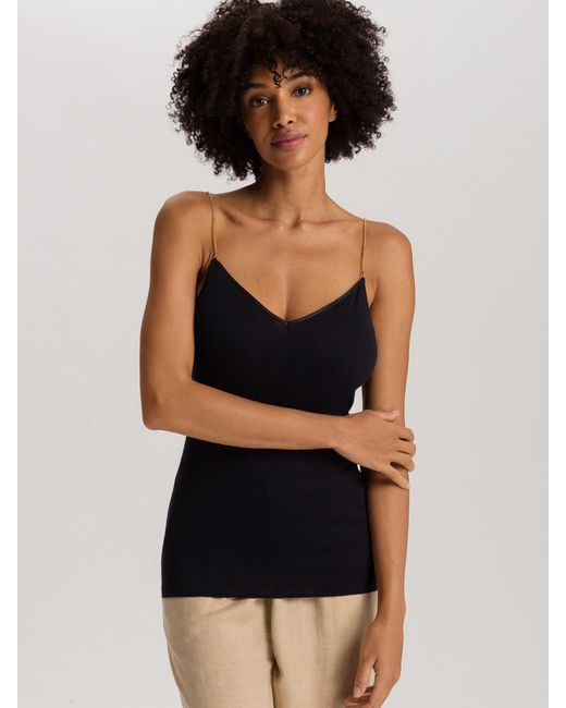 Hanro Black Spaghettitop Cotton Seamless