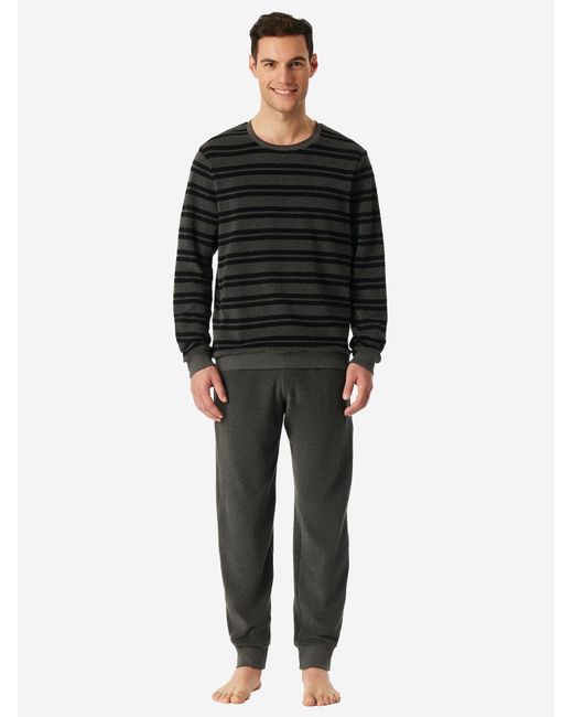 Schiesser Pyjama Casual Nightwear in Black für Herren