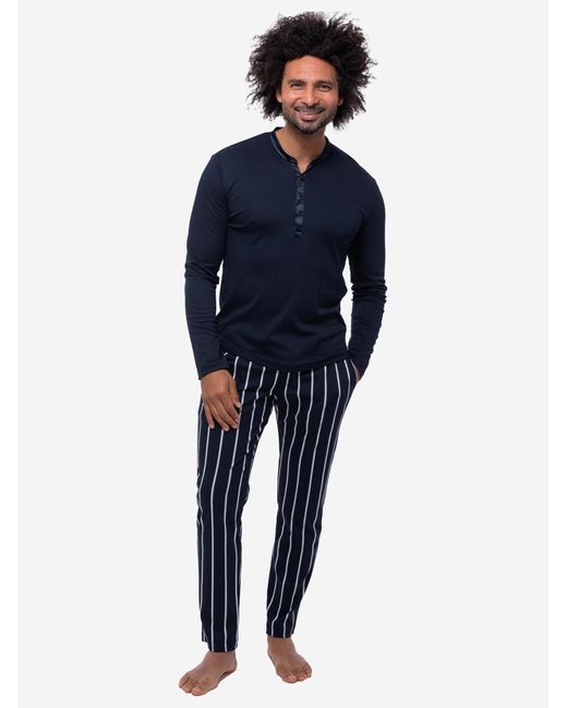 Mey Pyjama Lang Valsted in Blue für Herren