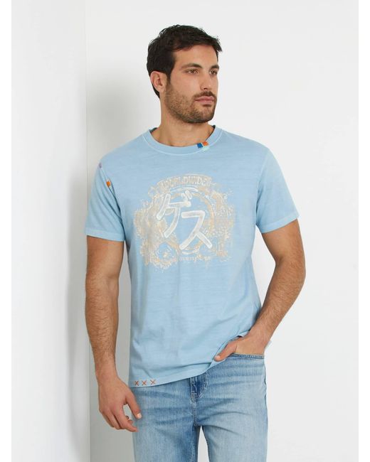 Guess T-shirt 'japanese ideogram' in Blue für Herren
