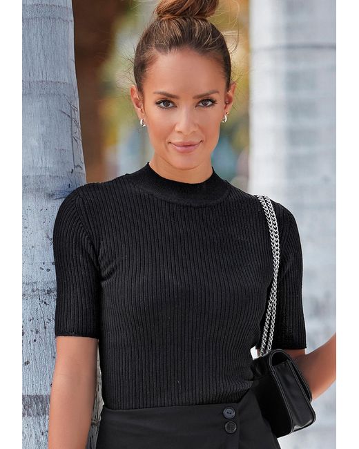 Lascana Black Kurzarmpullover