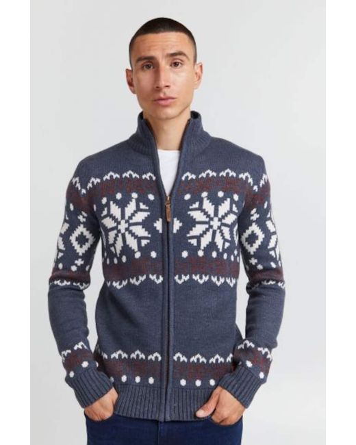 Solid Strickcardigan 'noran' in Blue für Herren