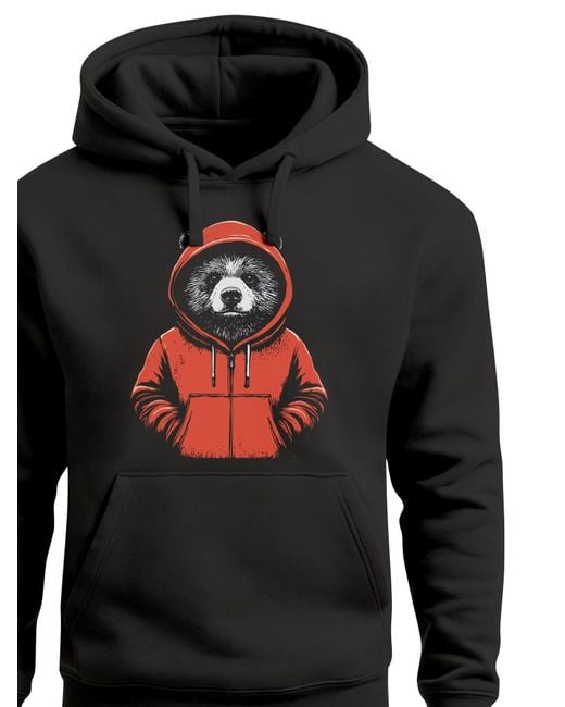 Neverless Sweatshirt Bear Hoodie in Black für Herren