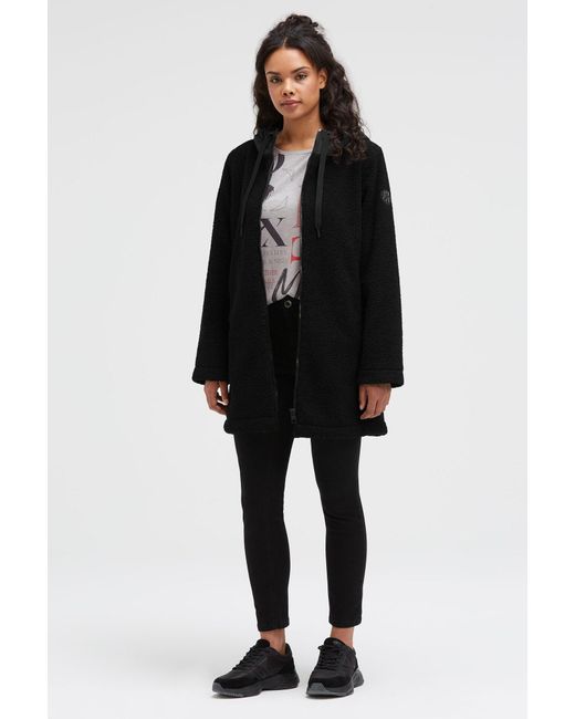 SOCCX Black Kurzmantel Mit Boucl-Optik Und Kapuze