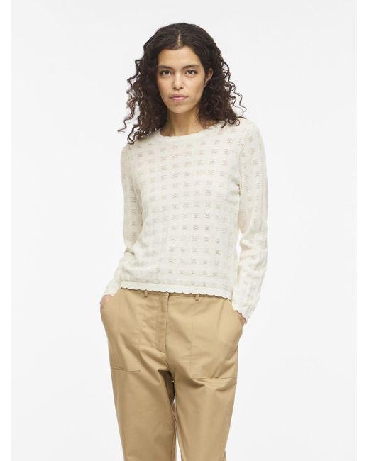 Vila White Strickpullover Viambelle