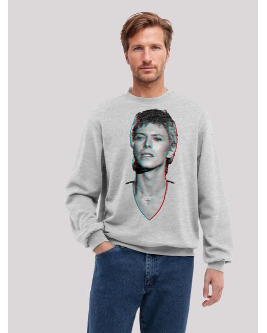F4NT4STIC Sweatshirt Tv Times Pop Star David Bowie Portrait 1977 in Gray für Herren