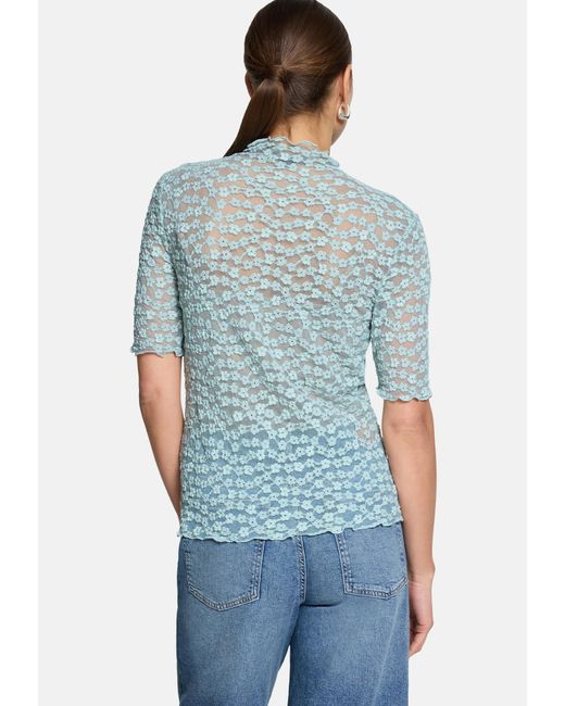 Zero Blue Spitzenshirt Kurzarm