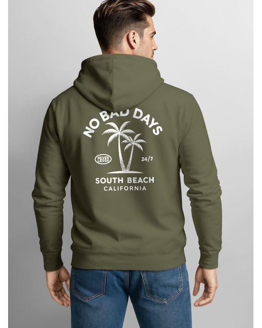 Neverless Sweatshirt No Bad Days in Green für Herren