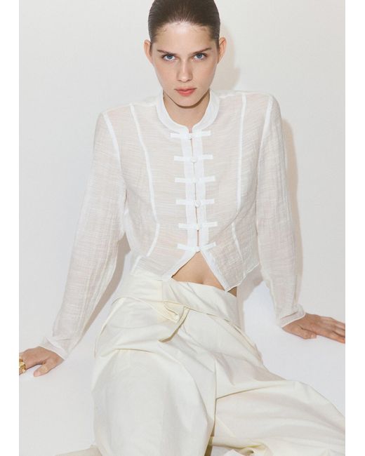 Mango White Bluse Mandarin