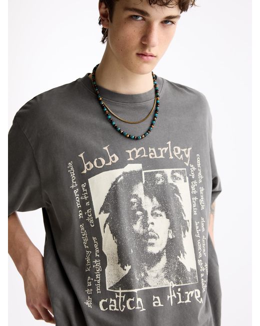 Pull&Bear T-shirt 'bob marley' in Gray für Herren