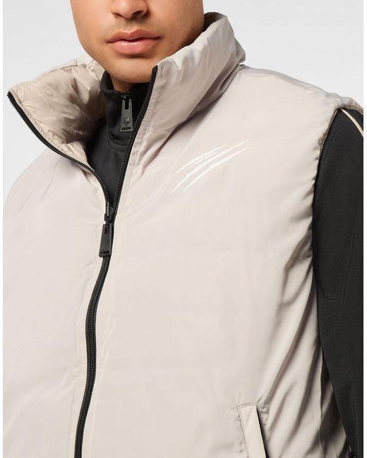 Philipp Plein Puffer Jacket Vest Shanghai in Natural für Herren