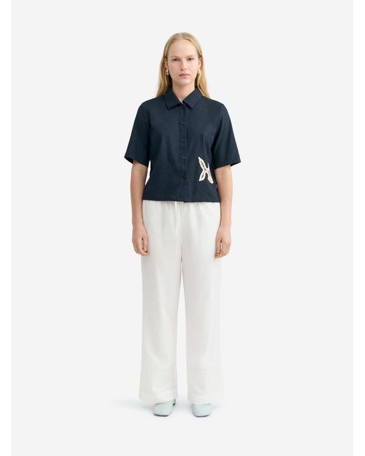 Thinking Mu Blue Bluse Ane